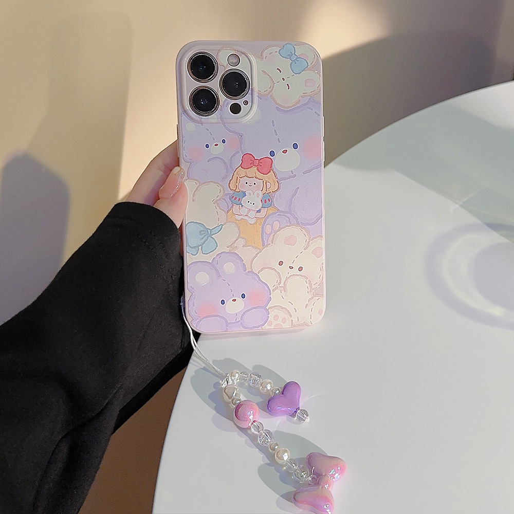 IPHONE Ins Boneka Putri Lucu Kartun Silikon Case Dengan Rantai Untuk Iphone14 11 12 13 PRO MAX Casing Cover Pelindung AT0163