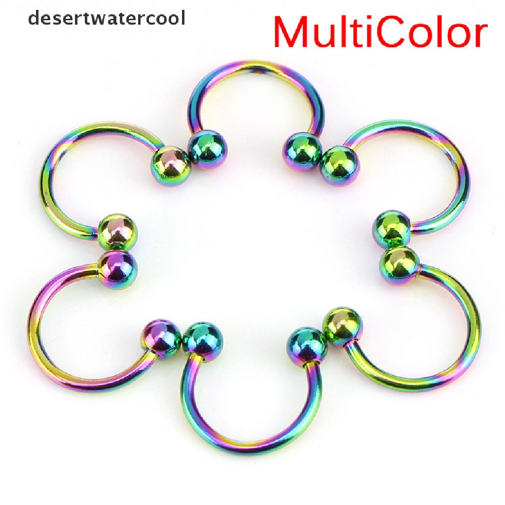 Deid 10PCS Stainless Steel Tapal Kuda Bar Bibir Hidung Septum Telinga Cincin Stud Set Martijn