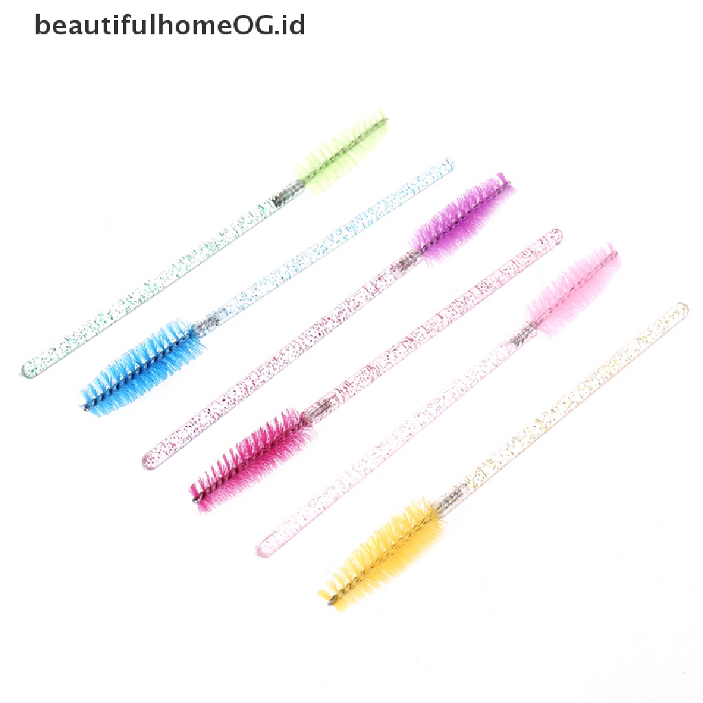 // Lebaran// 50pcs Sikat Bulu Mata Sekali Pakai Dengan Batang Kristal Sisir Alis makeup brush **