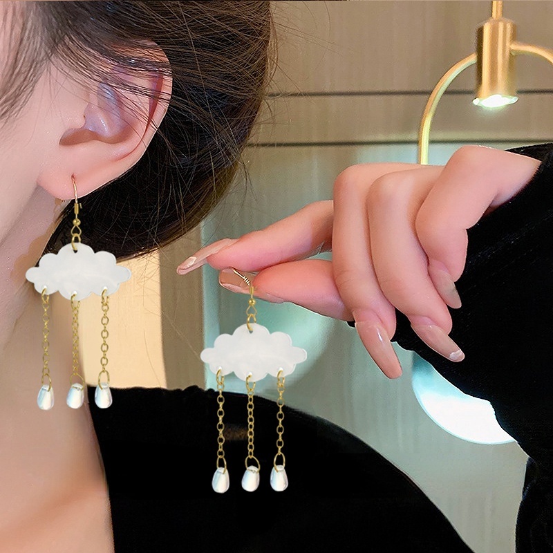 Fashion Anting Drop Bentuk Awan Sederhana/Anting Liontin Teardrop Simple Alloy Untuk Wanita Perhiasan Pernikahan