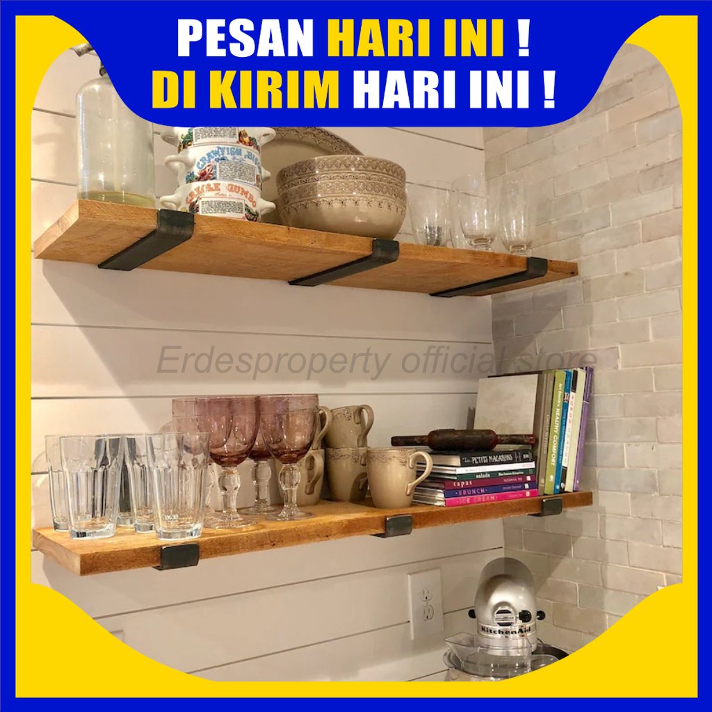 (H201) ambalan kayu lebar 14cm Kayu asli Ambalan tebal & Rak Dinding Buku Ambalan Kayu asli tempel