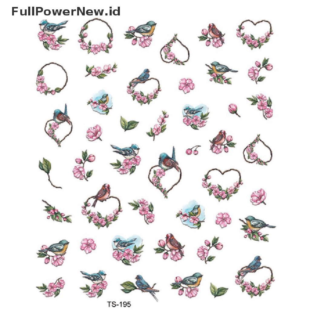 Power Bunga Hati 5D Stiker Kuku Lem Belakang Nail Decals Manicure Tips Untuk Anak Perempuan ID