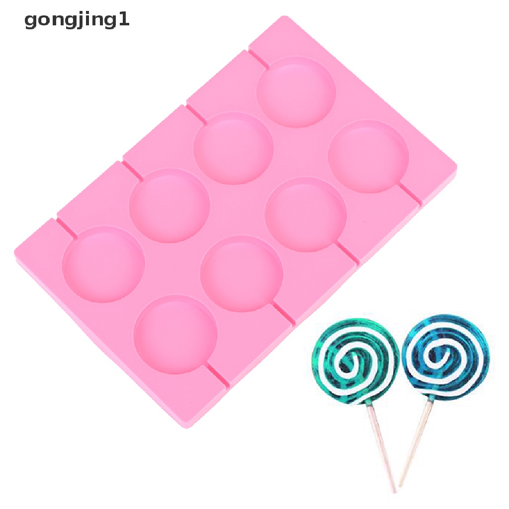 Ggg Cetakan Silikon 8lubang Bulat Besar Cetakan Lolipop Kue Decorag Tools Kitchen Tool ID