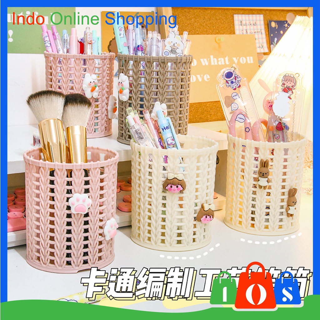 

IOS 980 Tempat Pensil Dan Pulpen Serbaguna Motif Keranjang Desktop Pen Holder Import COD