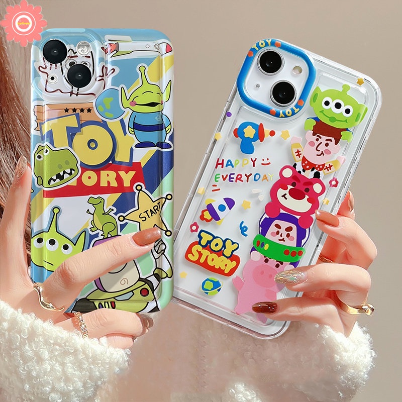 IPHONE Casing Ponsel Toy Story Kartun Yang Indah Kompatibel Untuk Iphone11 7Plus XR 14 13 12 Pro MAX 6 6S Plus X XS MAX Beruang Strawberry Lucu Buzz Lightyear Alien Shockproof Airbag Cases Cover