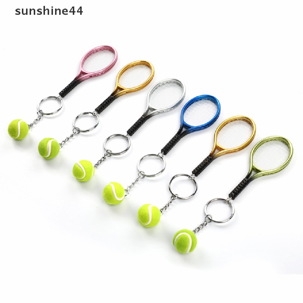 Sunshine Lucu Olahraga Raket Tenis Mini Liontin Gantungan Kunci Finder Holer Aksesoris Hadiah ID