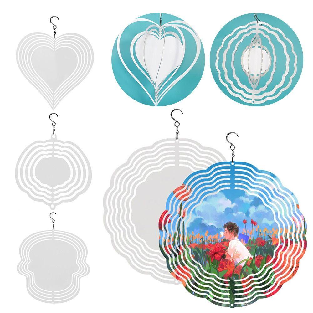 R-FLOWER Sublimasi Angin Spinner Kosongan Aluminium Kerajinan Jendela Halaman Angin Patung Kinetik