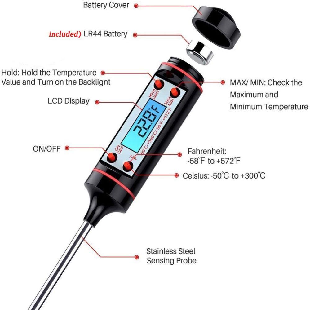 Lanfy Termometer Minyak Dapur Elektronik Untuk Dapur Panggang Kue Suhu Jarum Membaca Instan Barbekyu Memasak Makanan Thermometer