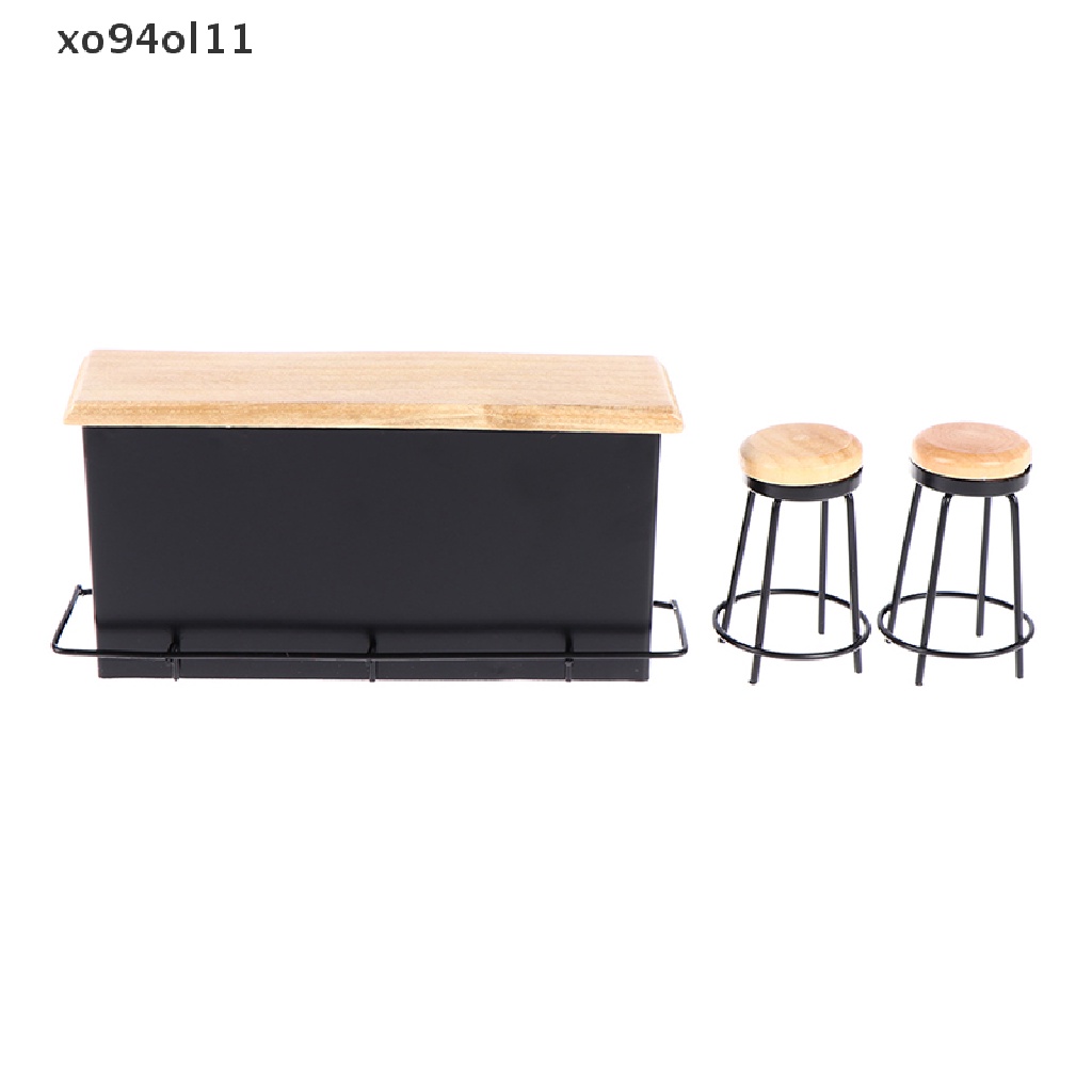 Xo 3Pcs/set Rumah Boneka Miniatur Bar Counter Stool Mainan Furniture Dapur Mini OL