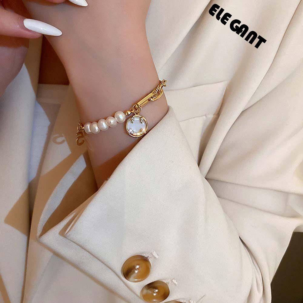 [Elegan] Smiley Gelang Retro Temperamen Untuk Wanita Baroque Mutiara Air Tawar Minimalis Berlian Imitasi Gadis Gaya Korea Bracelet