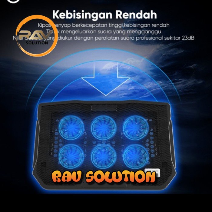 Cooling Pad Nuoxi H9 / cooling pad 6 kipas biru / pendingin laptop - SET A