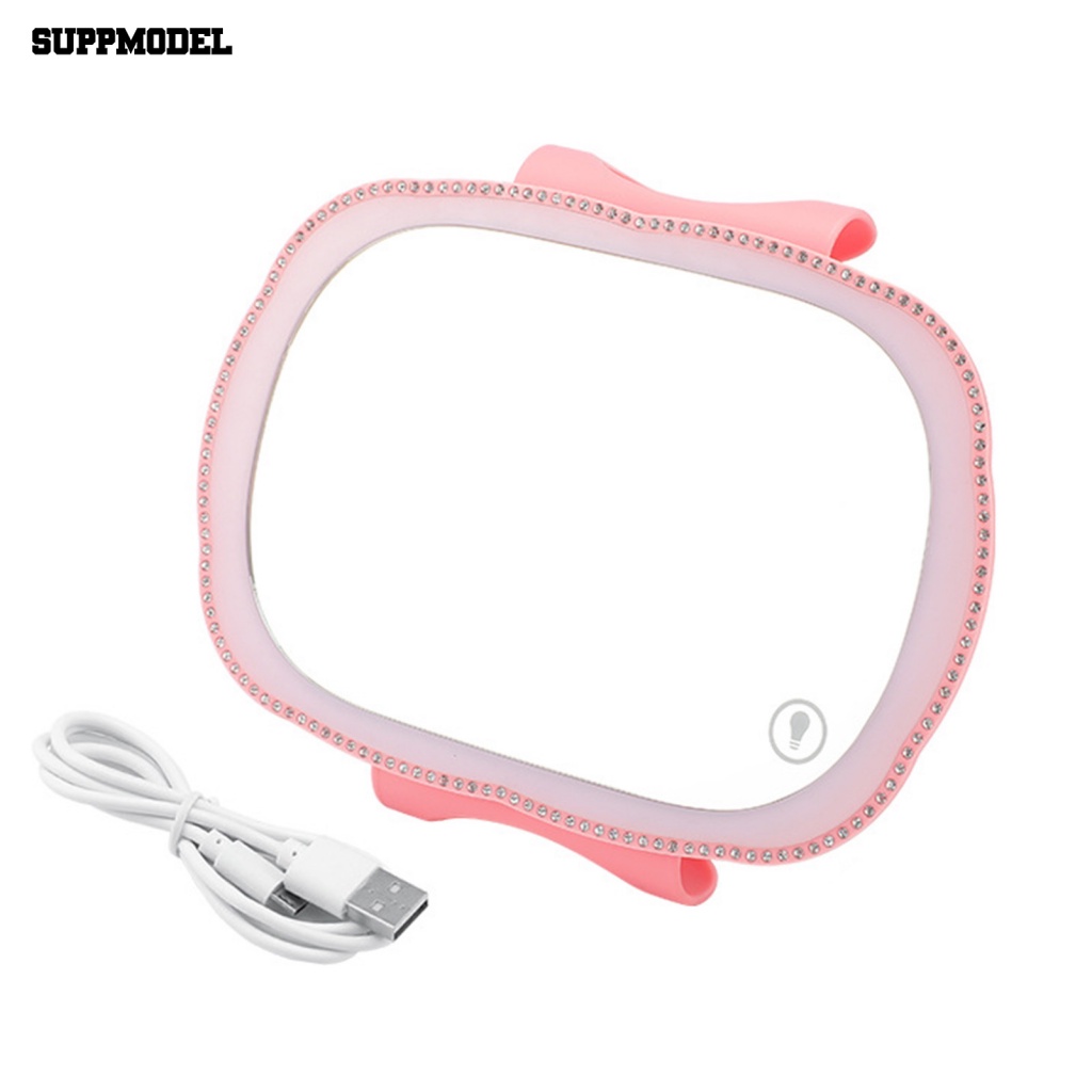 Suppmodel Antarmuka USB Mobil Sun Visor Mirror Perlengkapan Kendaraan Interior Mobil LED Kaca Spion Penyesuaian Kecerahan Tombol Satu