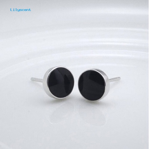 Lilyscent Pria /'s Wanita s 925 Sterling Silver Hitam Vinyl Anting Telinga Giwang Perhiasan Pesona