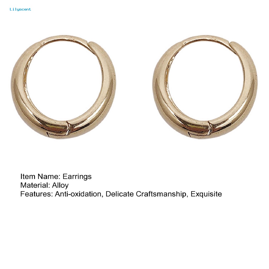 Lilyscent 1pasang Ornamen Jepit Telinga Aksesoris Pakaian Lingkaran Wanita Hoop Earrings Geometric