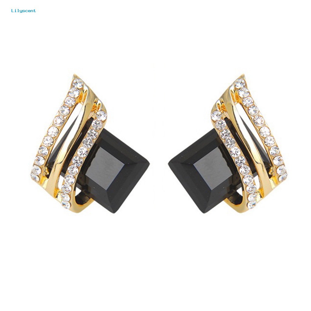 Lilyscent 1pasang Sehari Hari Memakai Ear Studs Hadiah Anniversary Wanita Putri Perhiasan Anting High Gloss