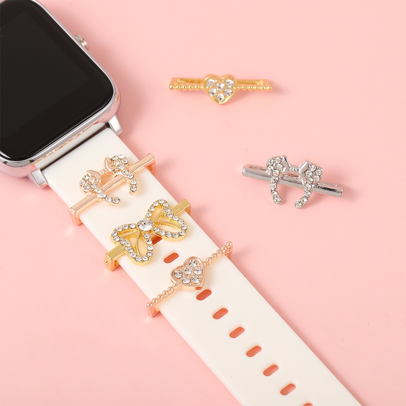 1pcs Gelang Jam Charms Untuk Tali Jam Hias Bunga Lucu Bow-knot Watch Buckle Charm Diy Perhiasan