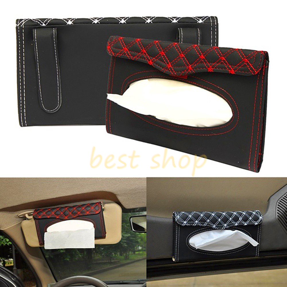 Auto Car Sun Visor Tissue Box Tempat Aksesoris Paper Napki Gantung Napkin Holder Aksesoris Mobil