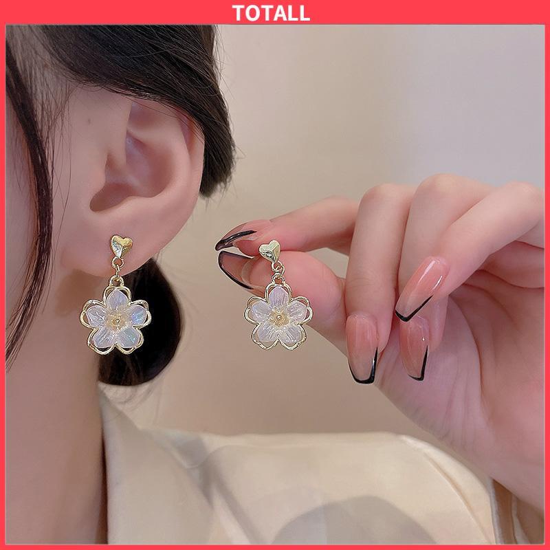 COD Anting Stud Kristal Bunga Bahan Akrilik Fashion Korea Gaya Untuk Wanita-Totall