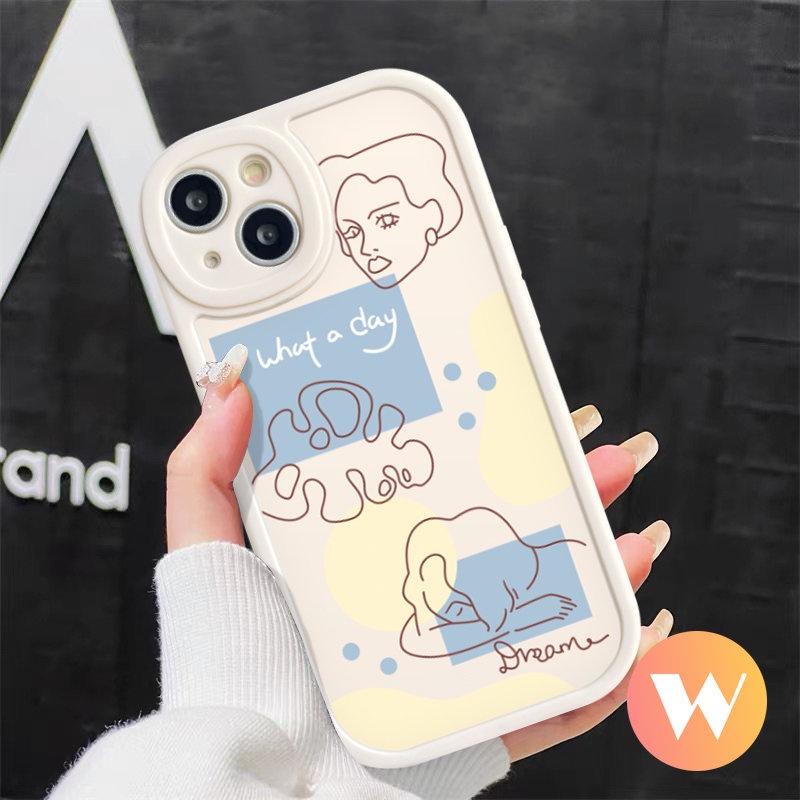 Casing Tahan Guncangan Oppo A55 A17K A17 A16K A57 A74 A95 A96 A15 A53 A31 A16 A77s A58 A78 A3S A9 A5 A54 A76 A92 A1K A7 A12 A5s A16E Reno 8T 7Z 5F 5Z 87 Ins Art Line Soft Cover Wajah