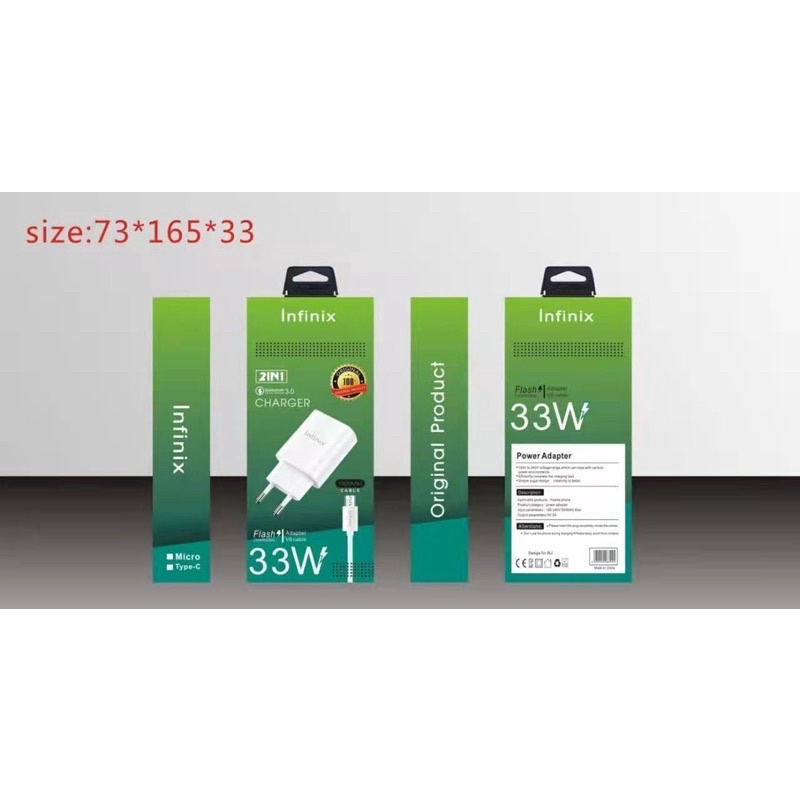 CHARGER / TC / CASAN INFINIX 33W FAST CHARGING ORI 99% MICRO &amp; TYPE C PACKING IMPORT oem