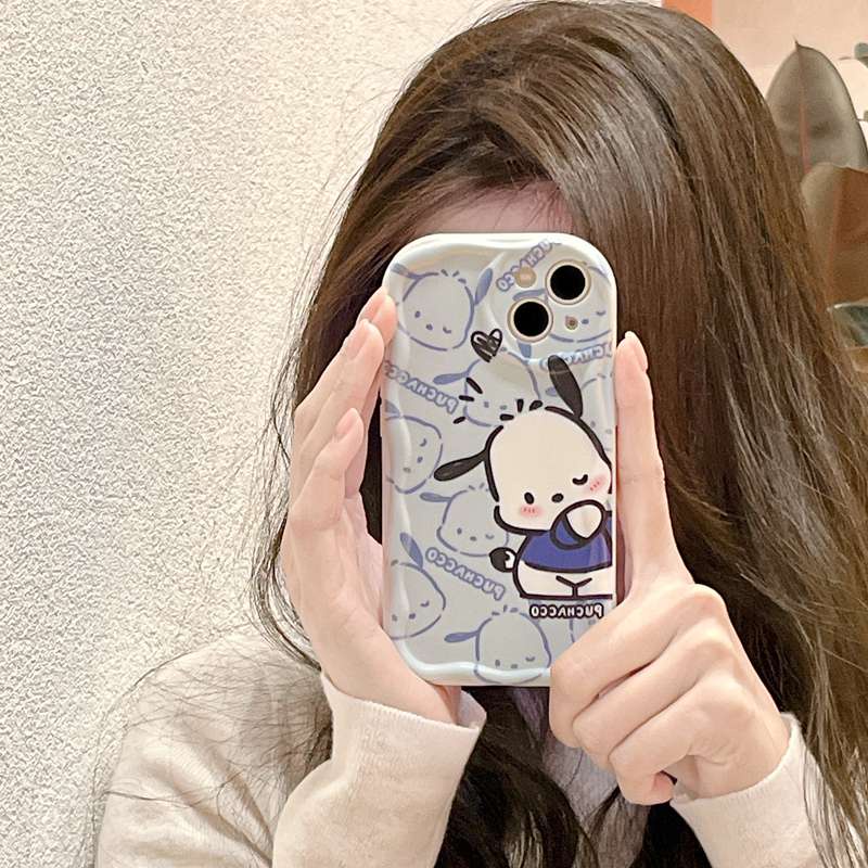 Cream Edge Sanliou Collection Pochacco Girl Woman Soft Case HP iP iPhone 6 6S 7 8 14 + Plus SE 2020 X XS XR Max 11 12 13 Pro Max FTD Wave Casing Apple