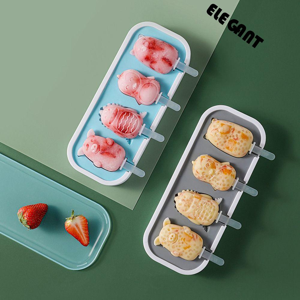 [Elegan] Alat Es Krim Dengan Tutup 4kisi Freezer Alat Dapur Jelly Dessert Jelly Cetakan