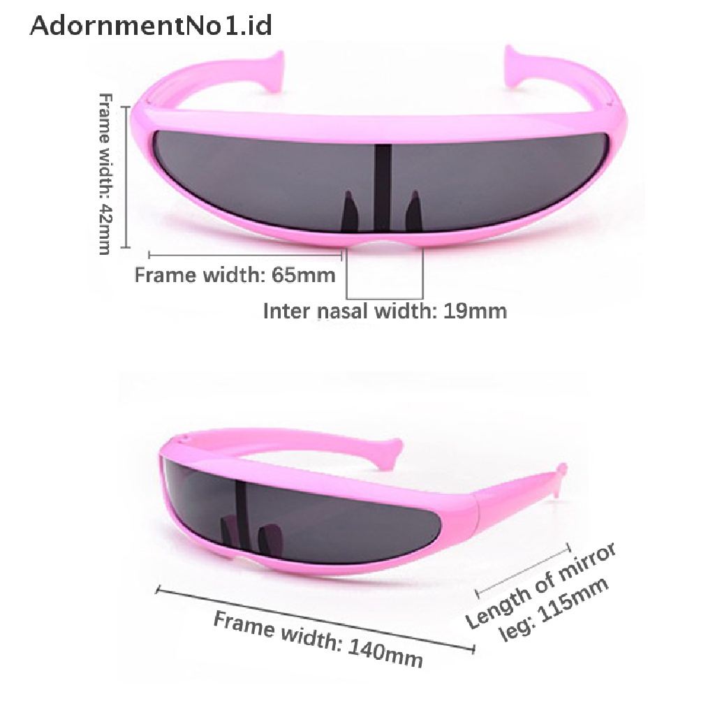 [AdornmentNo1] Novelty Futuristik Mirrored Sunglasses Personality Fashion Alien Kacamata HD Lensa Cermin Eyewear Glasses Untuk Perlengkapan Pesta Lucu [ID]