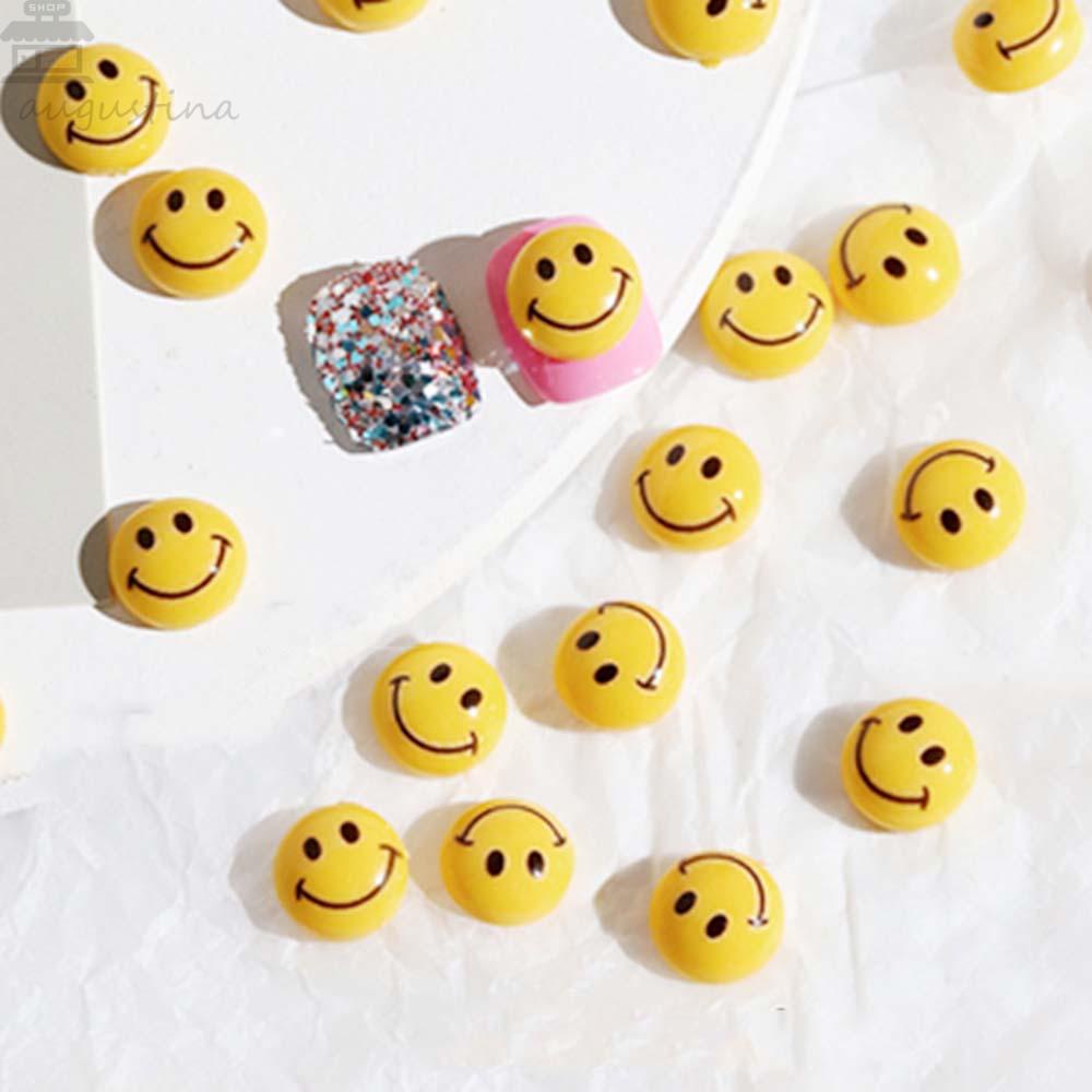 Agustina Perhiasan Kuku Smiley Face Kartun Pesona Lucu DIY Desain Nail Art