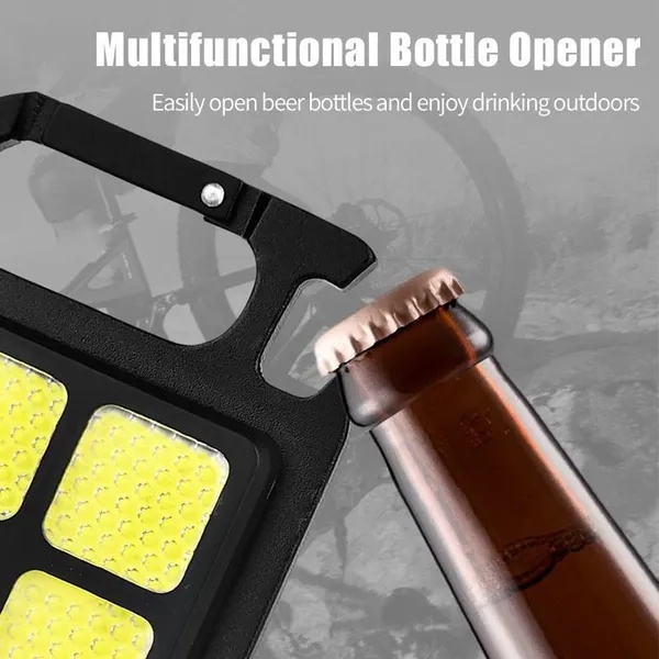 Multifungsi Mini Portable Silau COB Keychain Light USB Charging Lampu Darurat Pegangan Lipat Outdoor Camping Lighting Lamp Rumah Tangga Lampu Hias