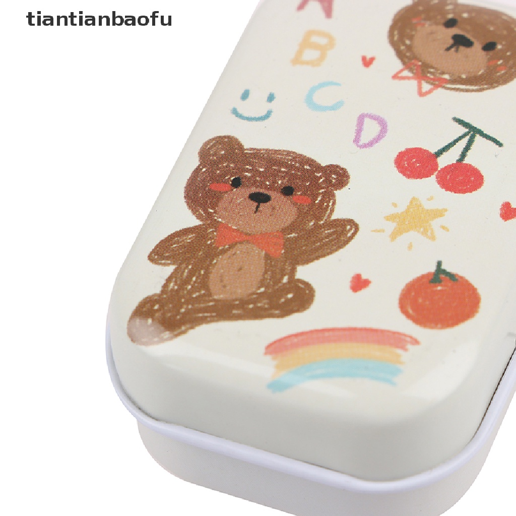 [tiantianbaofu] Mini bear Tin Trinket Perhiasan Kotak Koin Tempat Penyimpanan Tinplate Butik RectanIe Kecil