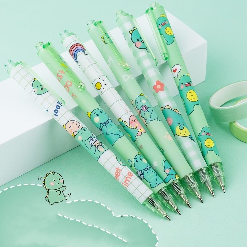 

LYSASHOPINSTAN Pena Karakter Pulpen Bolpen Gel Tinta Hitam Mekanik Perlengkapan Sekolah Anak Motif Dino Kucing Hitam Imut Stationery Murah