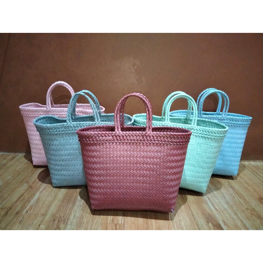 Tas Anyam Sembako / 5Pcs Tas Anyaman Motif Halus Ukuran S / Paket Tas Anyam