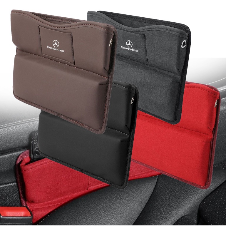 Car Seat Gap Storage Box Tempat Penyimpanan Jok Mobil Tas Samping Jok Mobil Finishing Interior Cocok Untuk Mercedes-Benz W203 W210 W211 W124 W202 W204 AMG E300L E300L S-Class C-Class c180 glk300