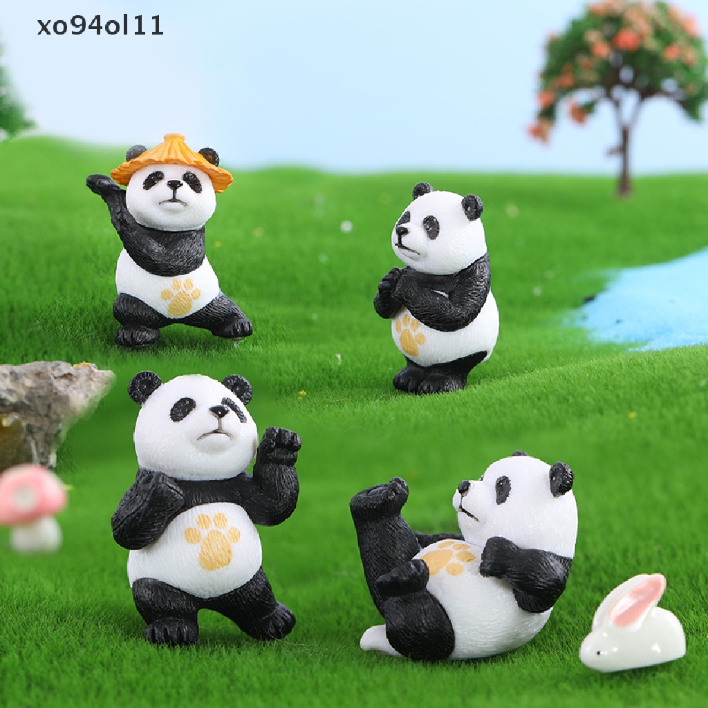 Xo 1pc Patung Panda Mini Keaslian Miniatur Taman Rumah Boneka Dekorasi Pesta Ulang Tahun Lucu Micro Room Home Decor OL