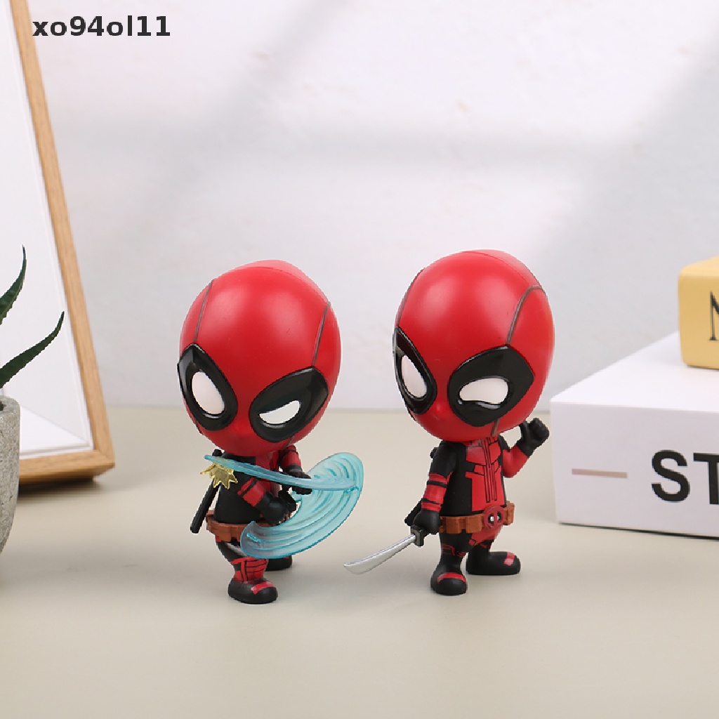 HOT TOYS Xo Marvel Anime Hot Mainan Cosbaby Deadpool Mini PVC Mini Action Figure Qversion Model Koleksisuper Hero Mainan Bobble Kepala Boneka Mobil Dekorasi Aksesoris OL