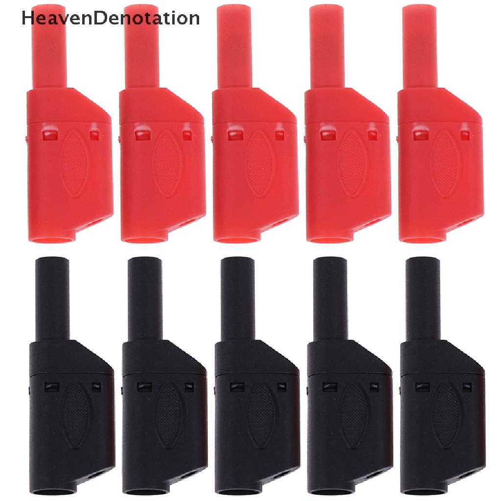 [HeavenDenotation] 10pcs safety 4mm male stackable banana plug connector Terbungkus Full insulated HDV