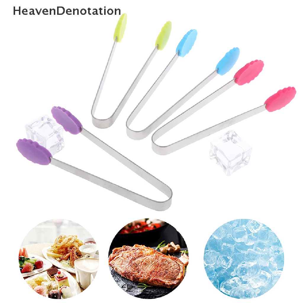 [HeavenDenotation] 1pc Penjepit Makanan Silikon Bentuk Bunga Bahan Stainless Steel Non-slip Es Permen FoodClip HDV