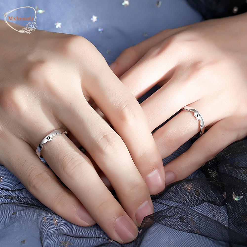 Mxbeauty Cincin Pasangan Tunangan Fashion Bulan Pria Wanita Matahari Terbuka Ring