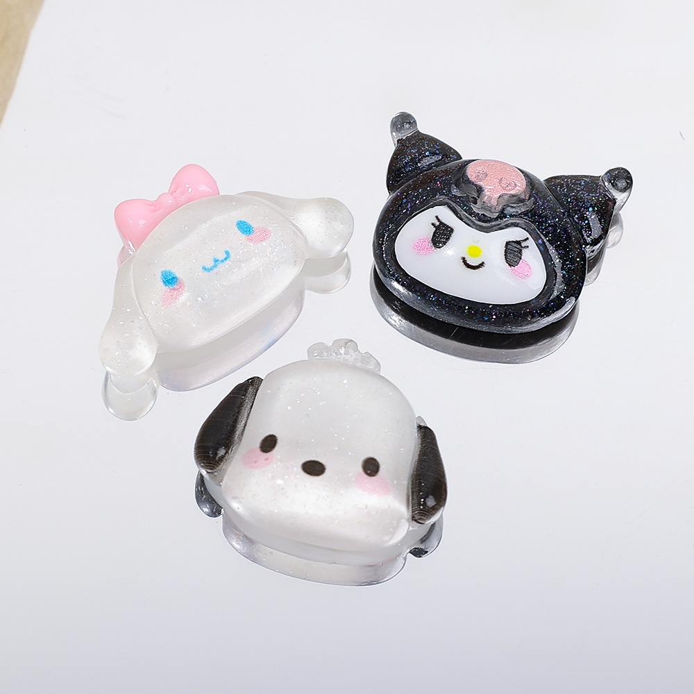 [HOT Sale] Jepit Rambut Lucu Ponsel case Tas Kuku Sanrio Mini Patch Bahan Serbaguna Anime Sanrios My Melody Kuromi Bening DIY Dekorasi Hadiah resin Aksesoris Kawaii