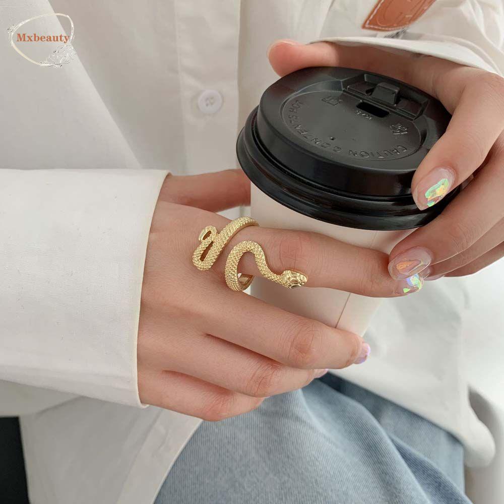 Mxbeauty Cincin Model Terbuka Bahan Alloy Aksen Berlian Imitasi Gaya Korea Untuk Pria Dan Wanita