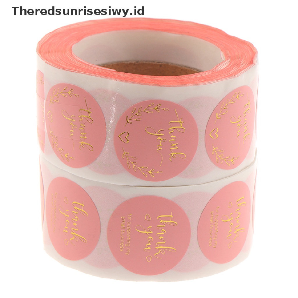 # Kado Mom &amp; PAPA DIY # 500pcs Per roll Thank You Sticker Segel label Pink label Kertas Sticker~