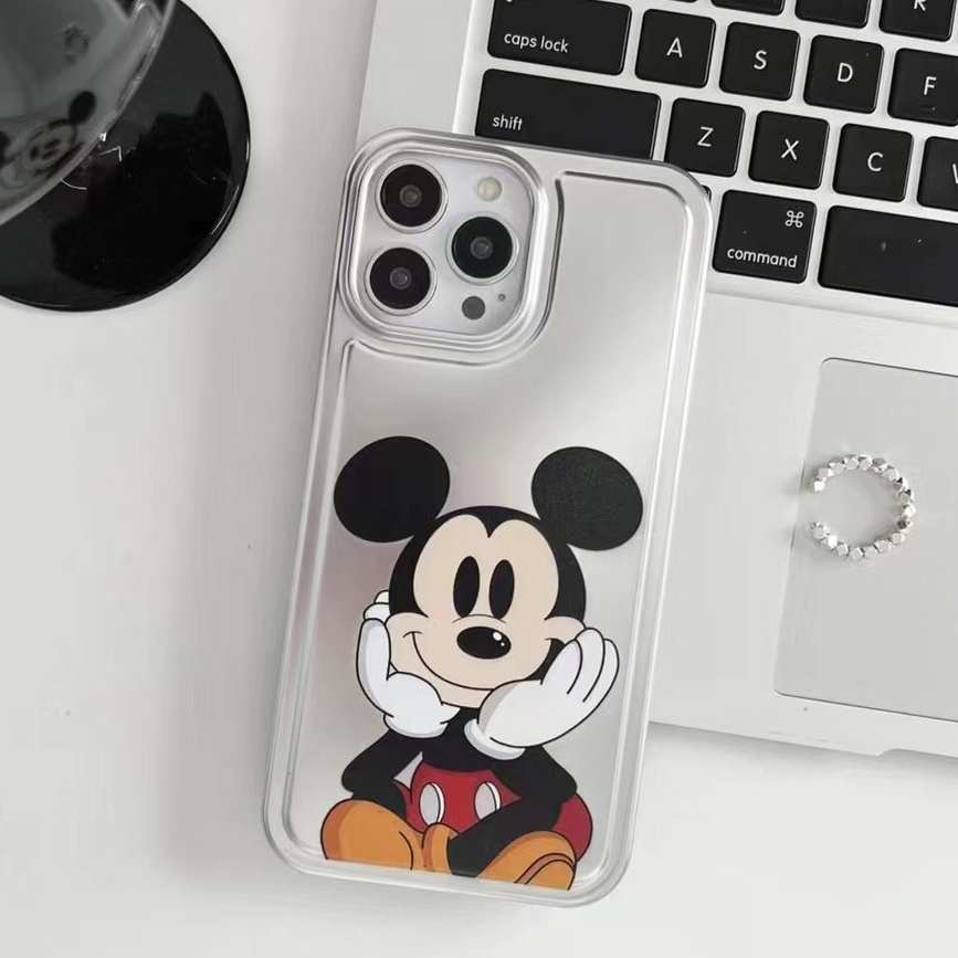 IPHONE Imd Casing Ponsel Kartun Mickey Cocok Untuk Iphone14 13 12 11 Pro Max All Inclusive Electroplating Anti Jatuh Soft Casing