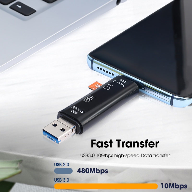 Kreatif Tipe C 5in1 Pembaca Kartu OTG Multifungsi/Cepat Baca Kartu Memori TF Drive/Adaptor Antarmuka USB Micro Universal Untuk Tablet Ponsel