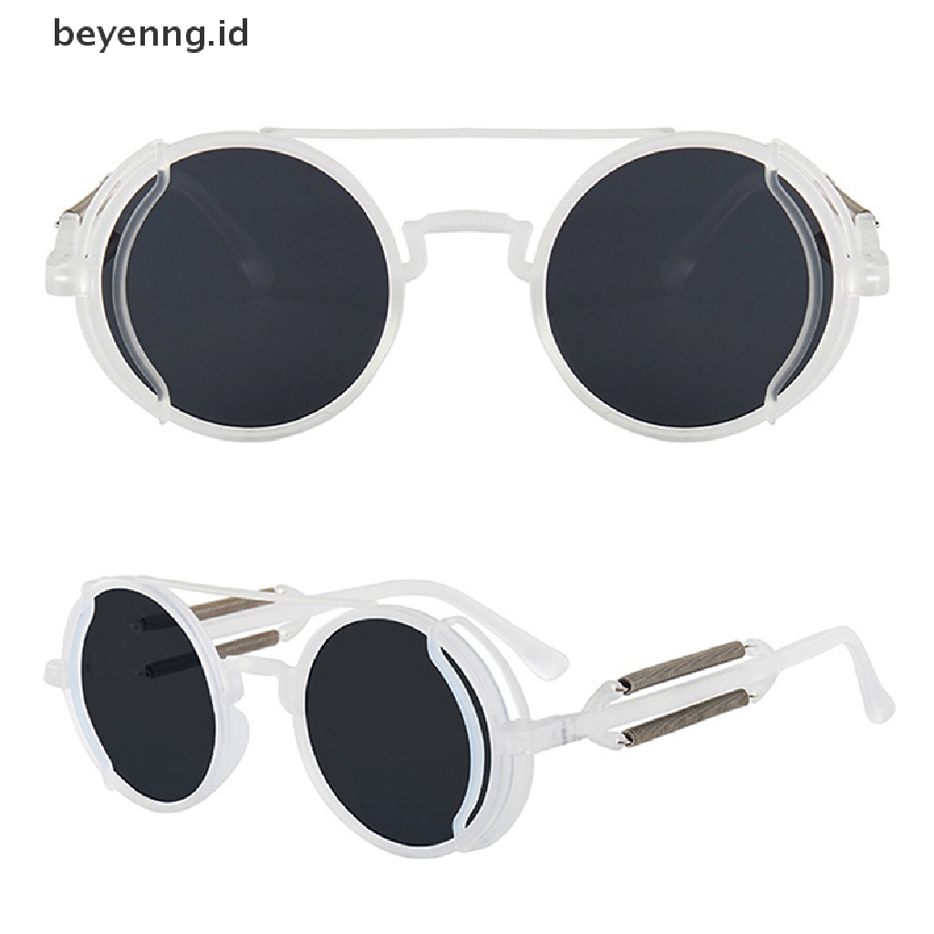 Beyen Punk Steampunk Kacamata Retro Pria Bulat Punk Eyewear Wanita UV400 Sunglasses ID