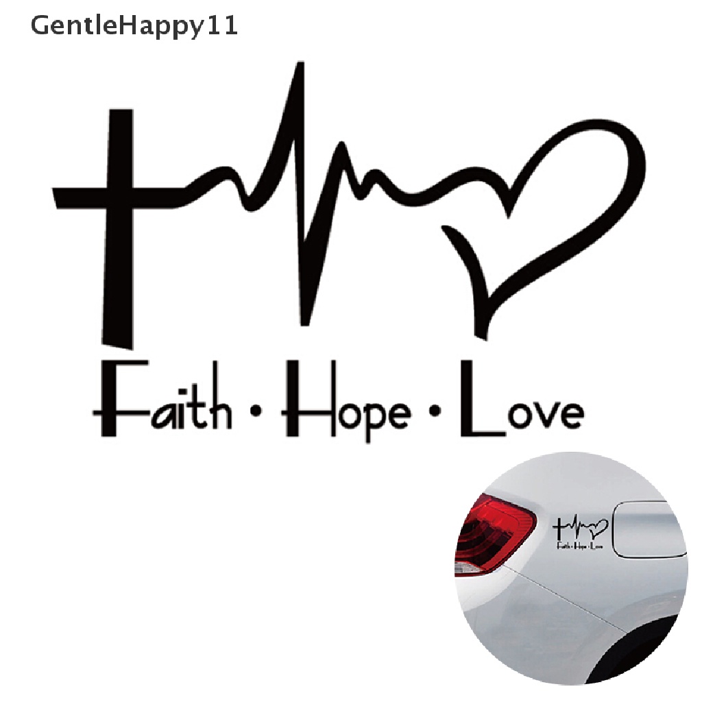 Gentlehappy Faith Hope Love Vinyl Stiker Mobil Kartun Yesus Kristen Religiou Simbol Alkitab id