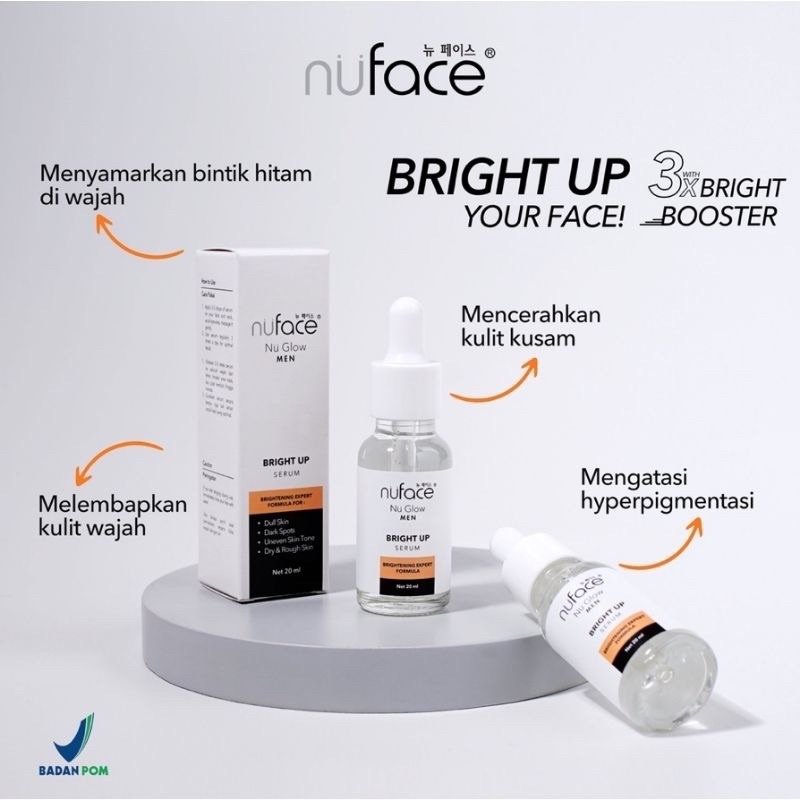 ⭐BAGUS⭐ NUFACE Nu Glow Men Serum 20ml | Acnover | Bright Up | Serum Wajah Pria