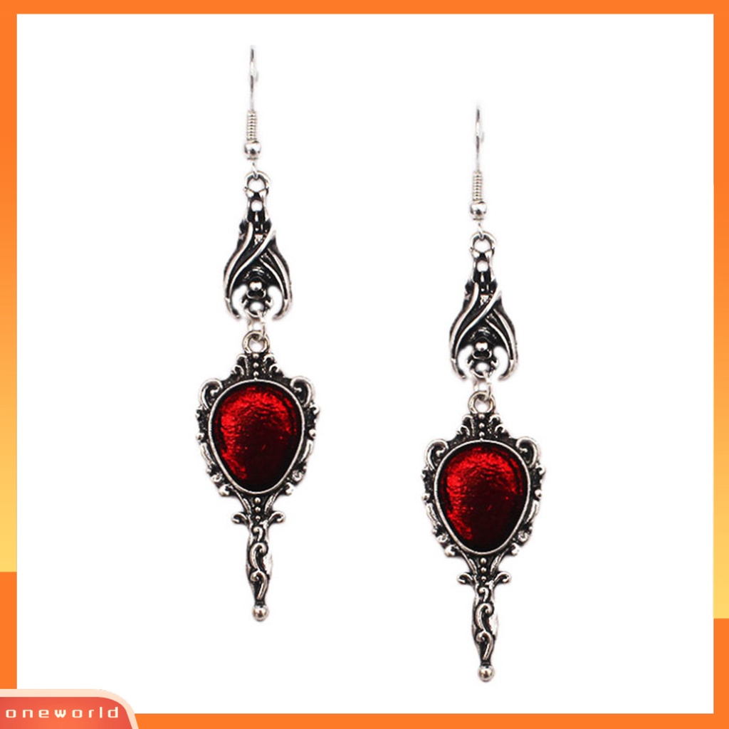 [EONE] 1pasang Drop Anting Gothic Kepribadian Cermin Ajaib Gaya Punk Vintage Bat Ear Hook Drop Earrings Aksesoris Fashion