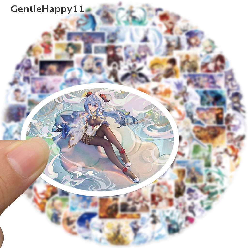 Gentlehappy 100pcs Stiker Game Anime Genshin Impact Kartun Tahan Air Stiker Mainan Anak id