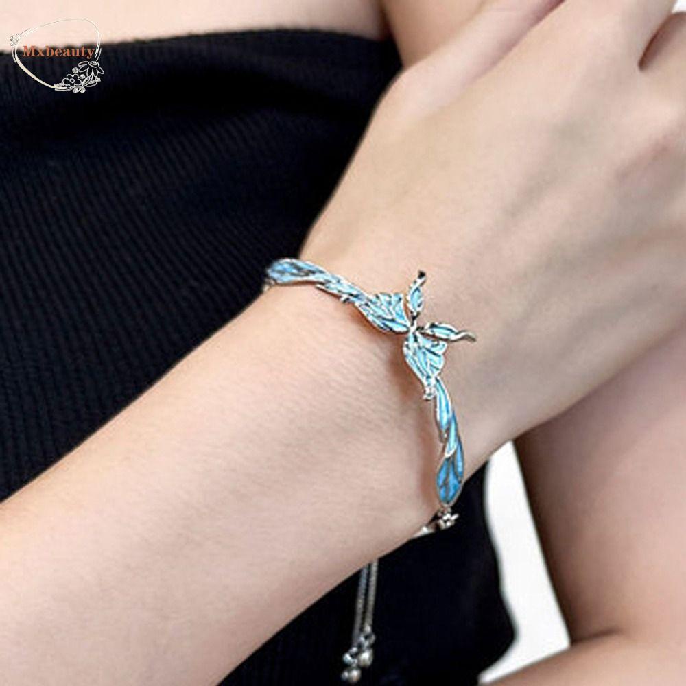 Mxbeauty Wanita Y2K Kalung Pesona Indah Romantis Niche Desain Fashion Perhiasan Biru Kupu-Kupu Geometris Alloy Gadis Pembukaan Cincin