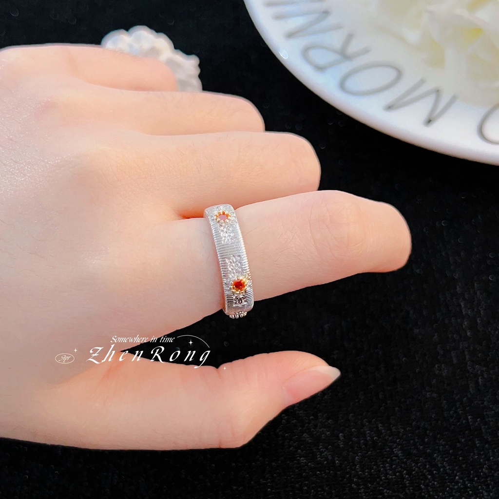 Goldkingdom Aksesoris Perhiasan Fashion Ready Stock Cincin Perak Daisy Sterling Silver Wanita Mewah Ada Kelasnya